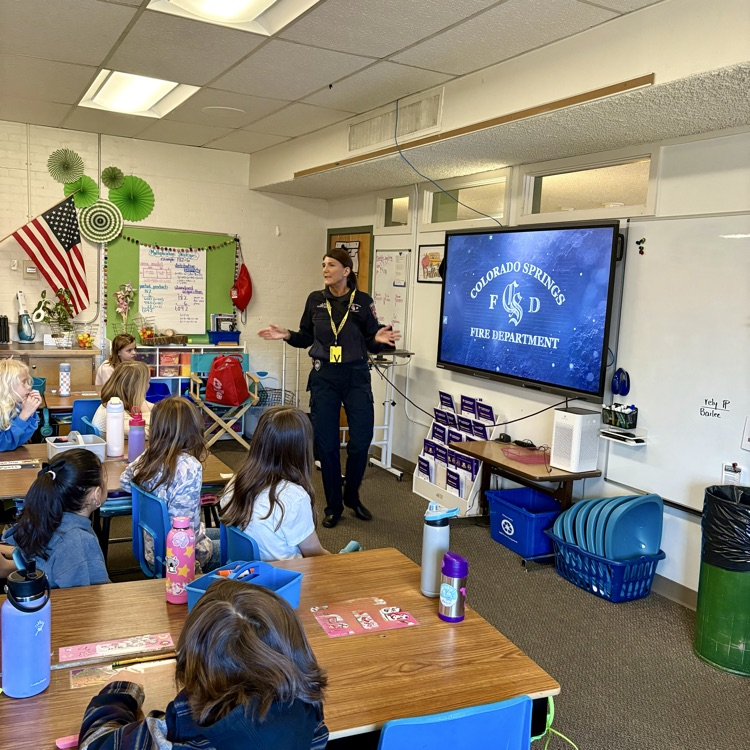 Broadmoor Bears busy working on multimedia projects, playing instruments, and learning about fire safety from our CSFD friends.