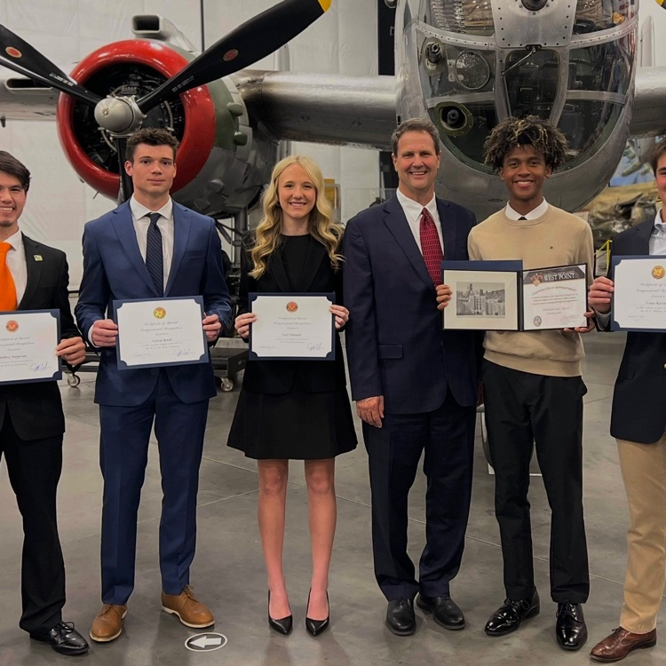 Congressman Jeff Crank recognized five CMHS students he nominated for the different military academies at the National WW II Aviation Museum!