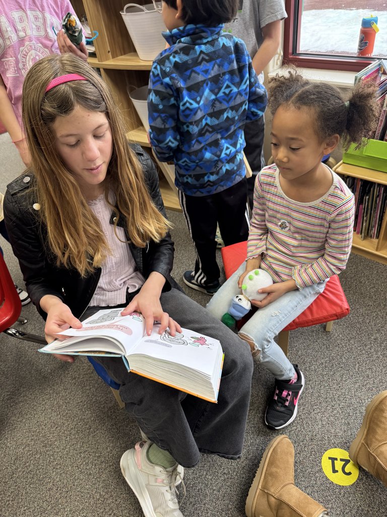 Our GCE Cougars are cozy, creative, and reading-ready! 5th graders shared their snowman stories while kindergartners built their frosty friends.