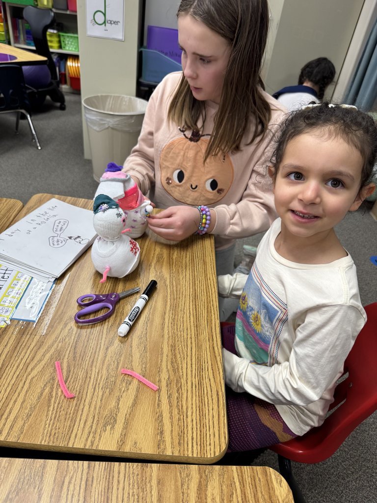Our GCE Cougars are cozy, creative, and reading-ready! 5th graders shared their snowman stories while kindergartners built their frosty friends.