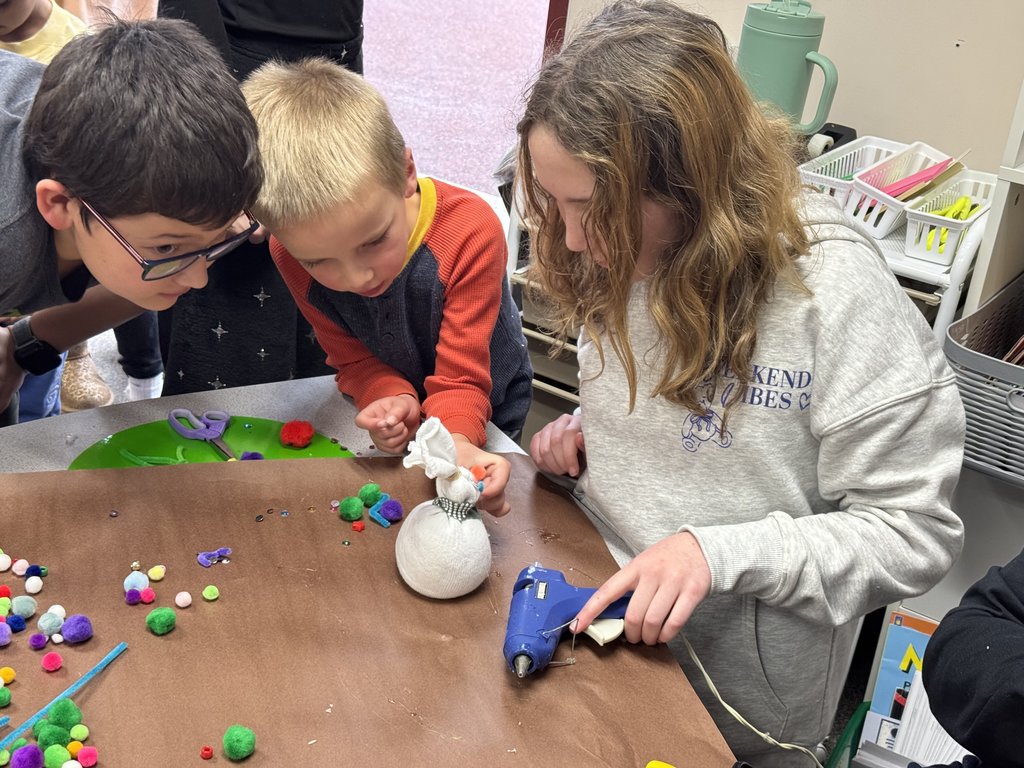 Our GCE Cougars are cozy, creative, and reading-ready! 5th graders shared their snowman stories while kindergartners built their frosty friends.
