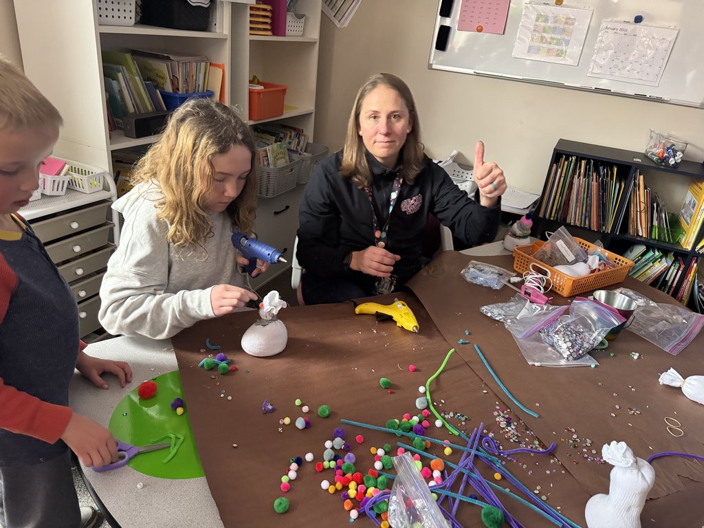 Our GCE Cougars are cozy, creative, and reading-ready! 5th graders shared their snowman stories while kindergartners built their frosty friends.
