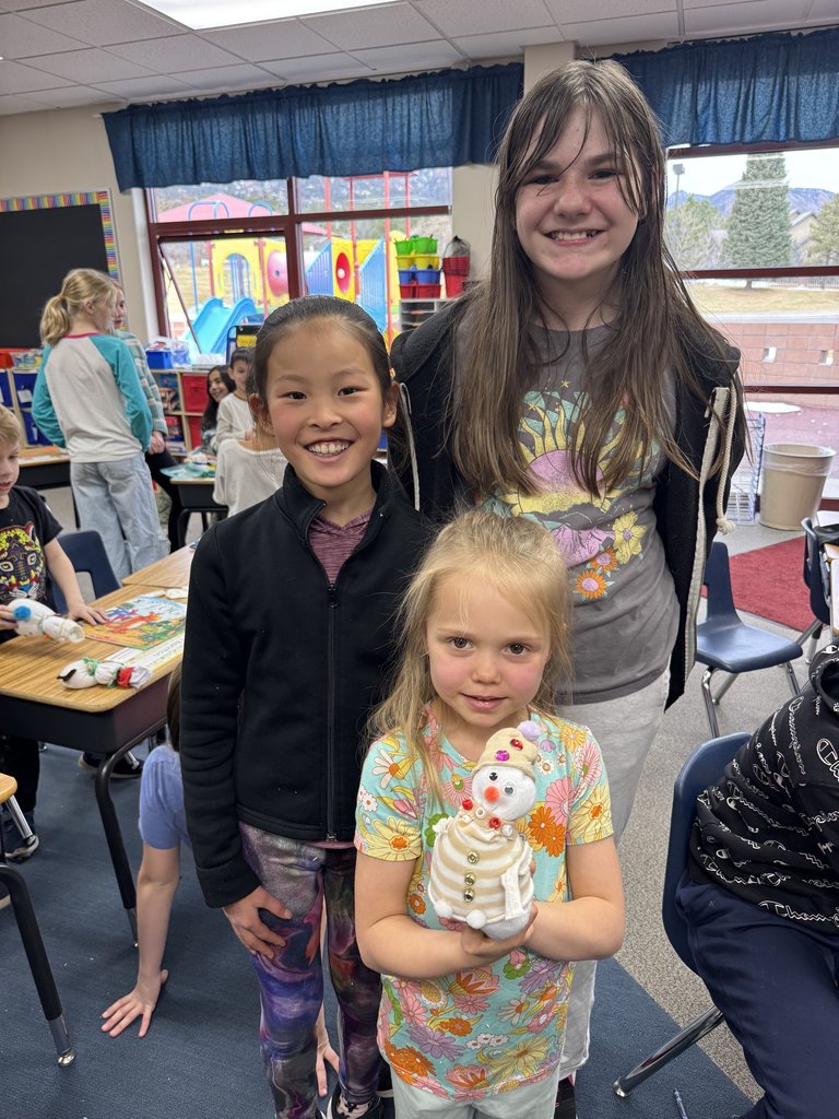 Our GCE Cougars are cozy, creative, and reading-ready! 5th graders shared their snowman stories while kindergartners built their frosty friends.