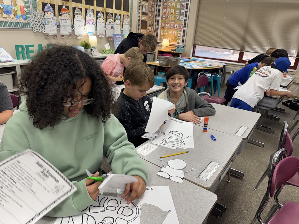 Our GCE 6th Grade Cougars teamed up with their 1st grade buddies to create a fun Snowman Glyph project!