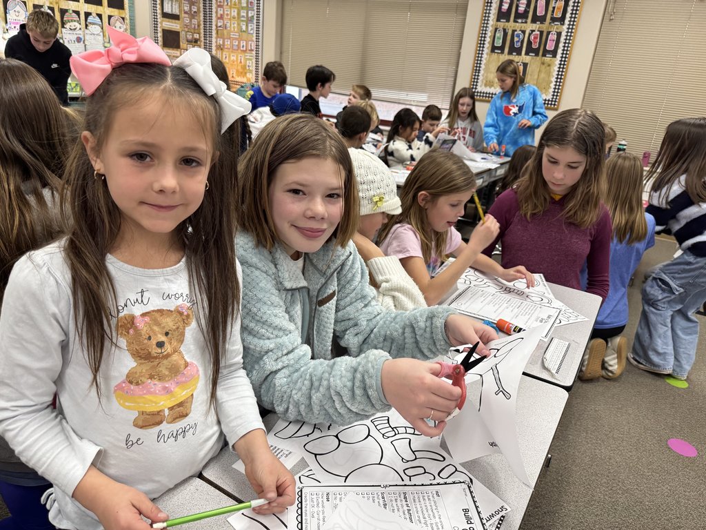 Our GCE 6th Grade Cougars teamed up with their 1st grade buddies to create a fun Snowman Glyph project!