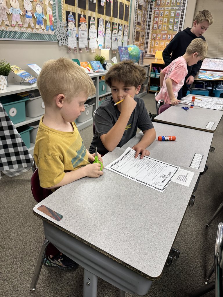 Our GCE 6th Grade Cougars teamed up with their 1st grade buddies to create a fun Snowman Glyph project!