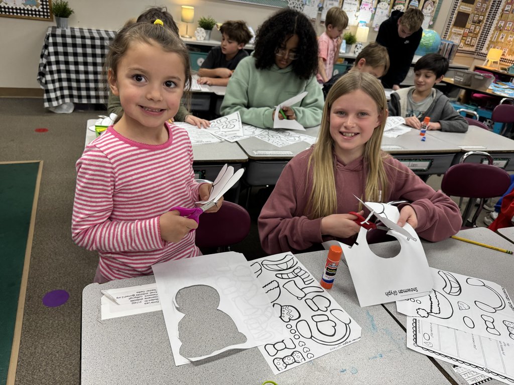 Our GCE 6th Grade Cougars teamed up with their 1st grade buddies to create a fun Snowman Glyph project!
