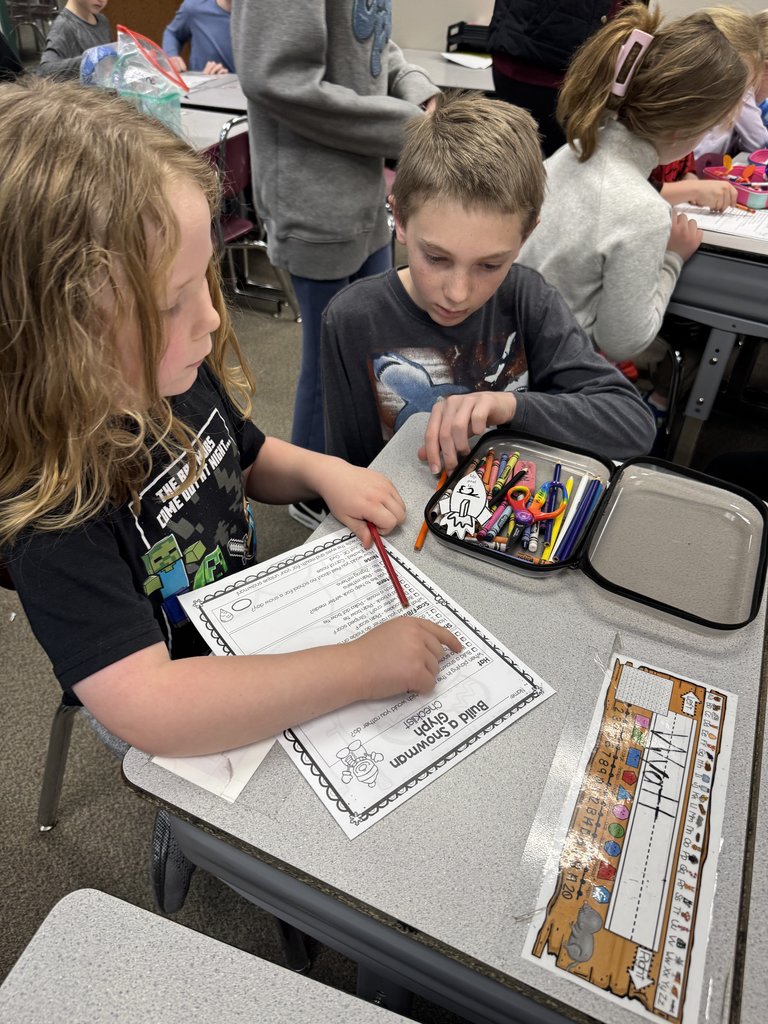 Our GCE 6th Grade Cougars teamed up with their 1st grade buddies to create a fun Snowman Glyph project!