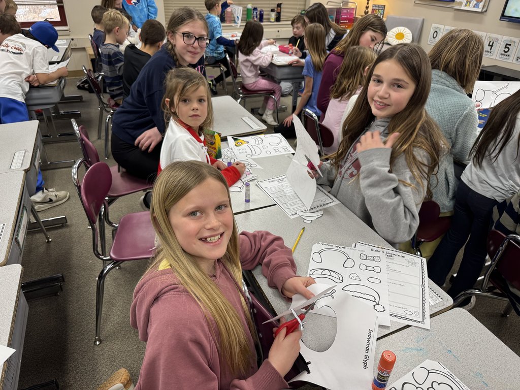 Our GCE 6th Grade Cougars teamed up with their 1st grade buddies to create a fun Snowman Glyph project!