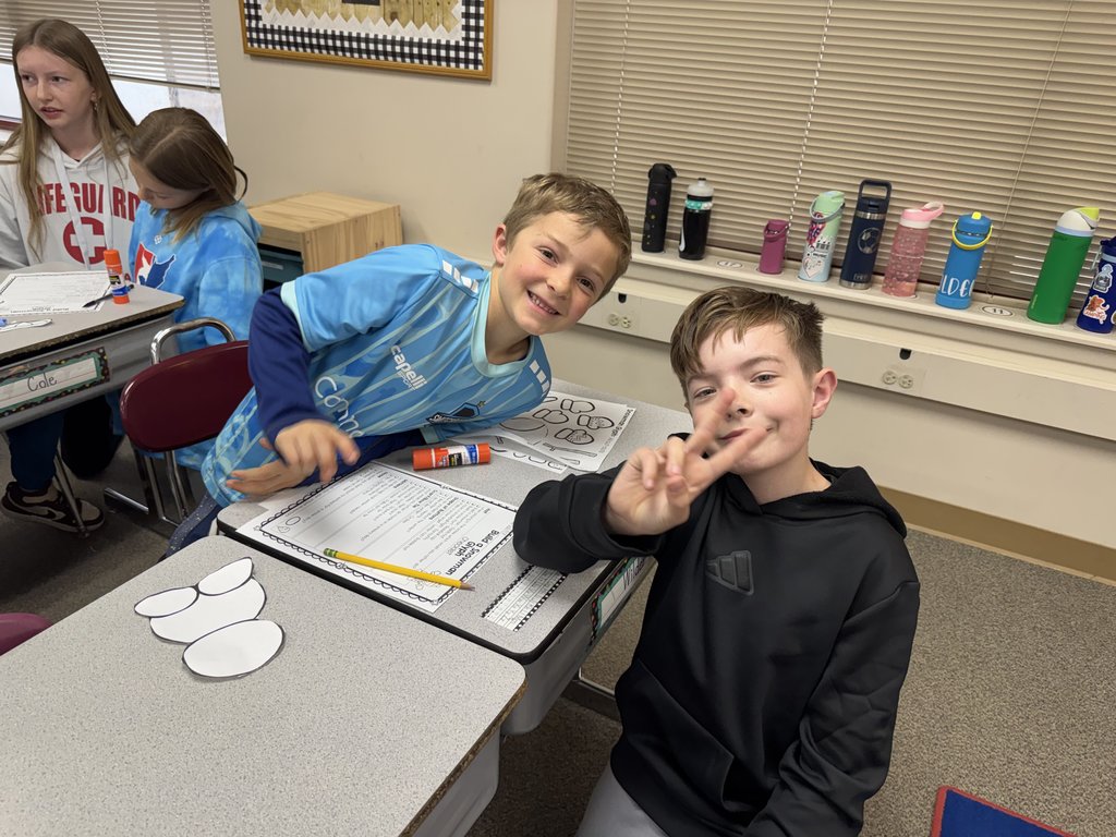 Our GCE 6th Grade Cougars teamed up with their 1st grade buddies to create a fun Snowman Glyph project!