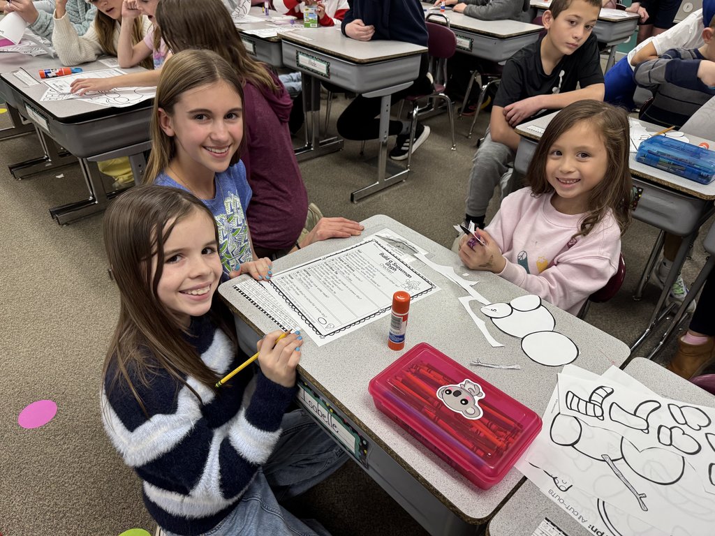 Our GCE 6th Grade Cougars teamed up with their 1st grade buddies to create a fun Snowman Glyph project!