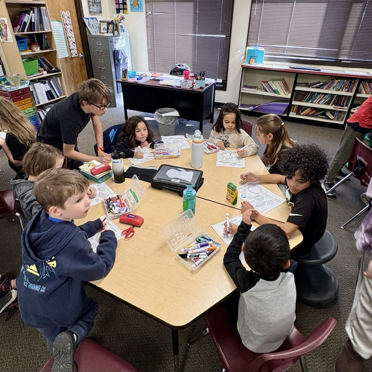 5th graders with their 1st grade buddies working on a special solar system project as part of Space Week at CME☀️🌖🌎🪐