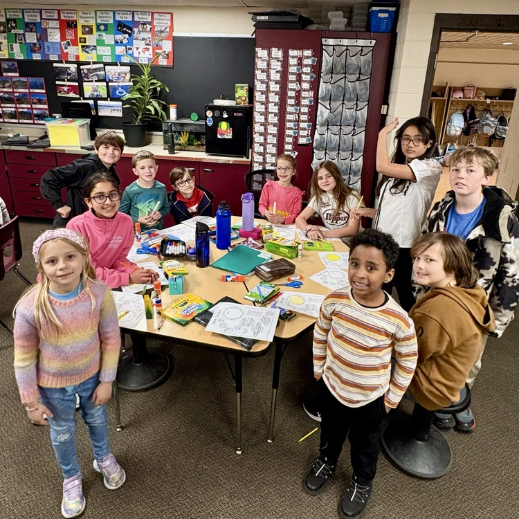 5th graders with their 1st grade buddies working on a special solar system project as part of Space Week at CME☀️🌖🌎🪐