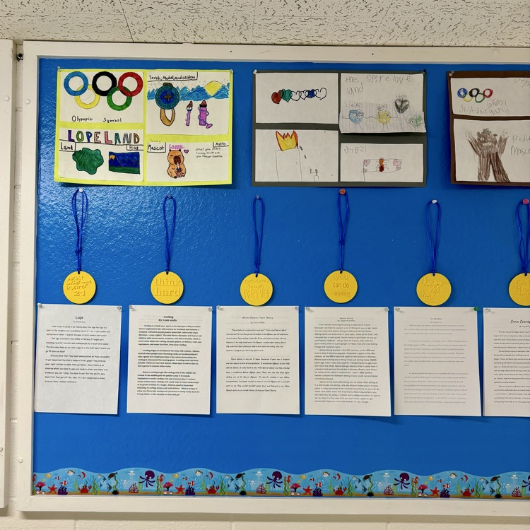 Skyway 4th graders research on our recent Winter Olympic Games - Strong work, Comets🥇🥈🥉☄️💫