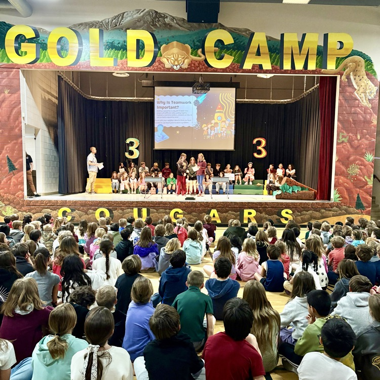 GCE school-wide 'morning meeting' led by our students modeling friendship, teamwork, and patience - way to go, Cougars!