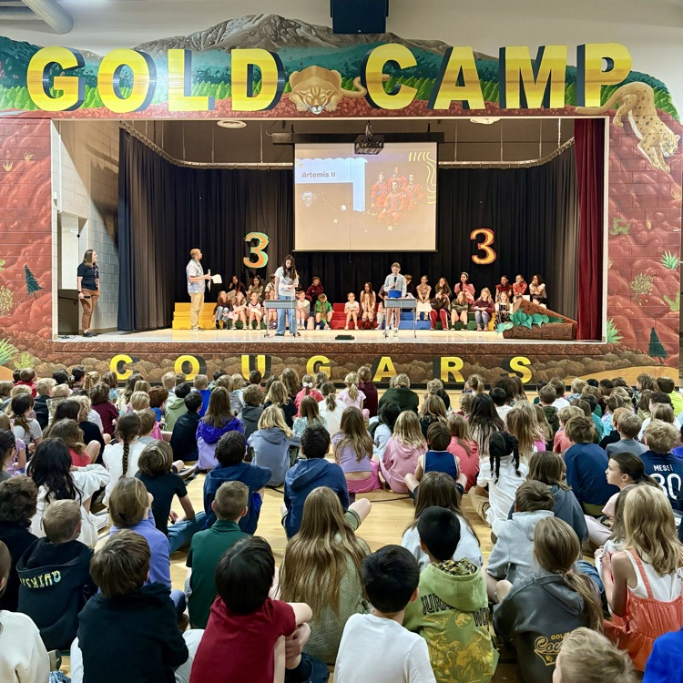 GCE school-wide 'morning meeting' led by our students modeling friendship, teamwork, and patience - way to go, Cougars!