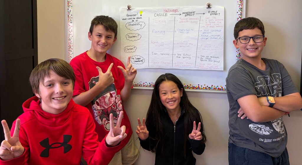 Mrs. Markus' class completed their chart after their discussion about Hallway behavior.