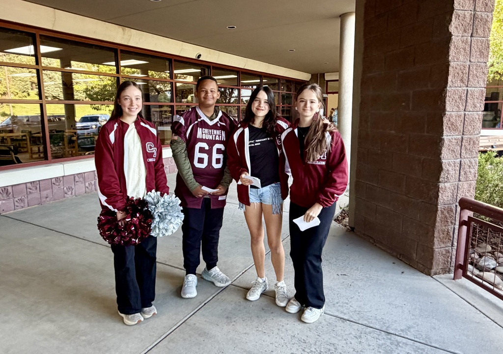 A great start to the morning! Our CMHS football players and cheerleaders gave high-fives to our GCE Cougars as they headed off to breakfast. What a fun way to kick off the day with Cheyenne Mountain spirit!