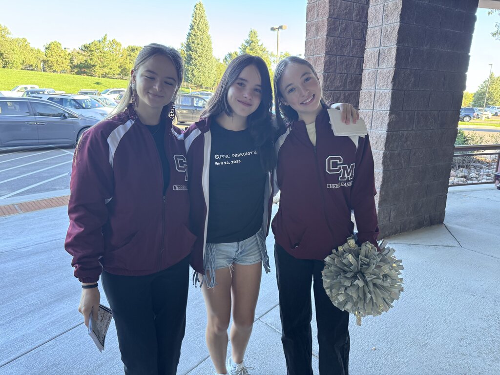 A great start to the morning! Our CMHS football players and cheerleaders gave high-fives to our GCE Cougars as they headed off to breakfast. What a fun way to kick off the day with Cheyenne Mountain spirit!
