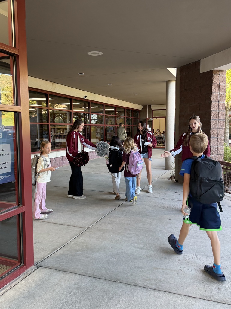 A great start to the morning! Our CMHS football players and cheerleaders gave high-fives to our GCE Cougars as they headed off to breakfast. What a fun way to kick off the day with Cheyenne Mountain spirit!
