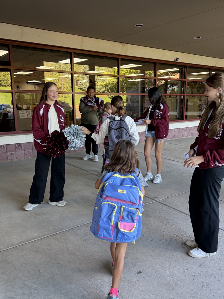 A great start to the morning! Our CMHS football players and cheerleaders gave high-fives to our GCE Cougars as they headed off to breakfast. What a fun way to kick off the day with Cheyenne Mountain spirit!