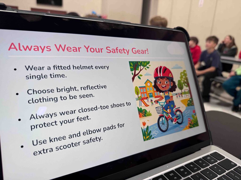 At GCE today, our 3rd, 4th, 5th and 6th graders listened to Officer Walsh give a safety talk on scooter and bike safety to and from school. Thank you SRO Walsh for your time to make sure our students are focused on safety and paying attention when they are traveling on their bicycles and scooters!