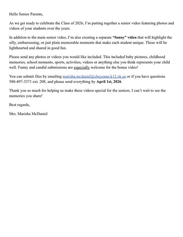 Senior Video Information