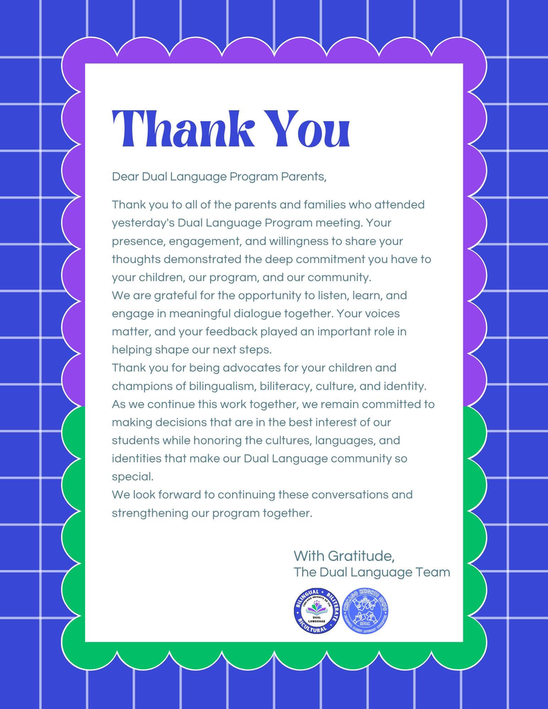 Thank you dual language families