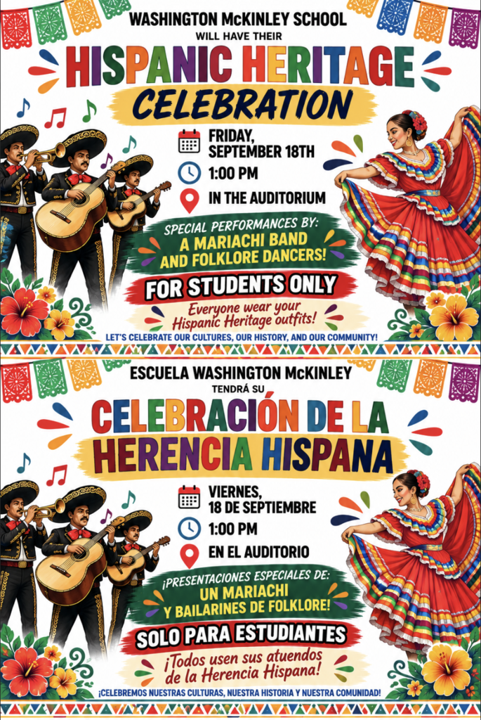 🎉💃🎶 Washington McKinley School Is Celebrating Hispanic Heritage! 🎶💃🎉