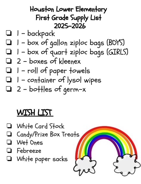 1st supply list