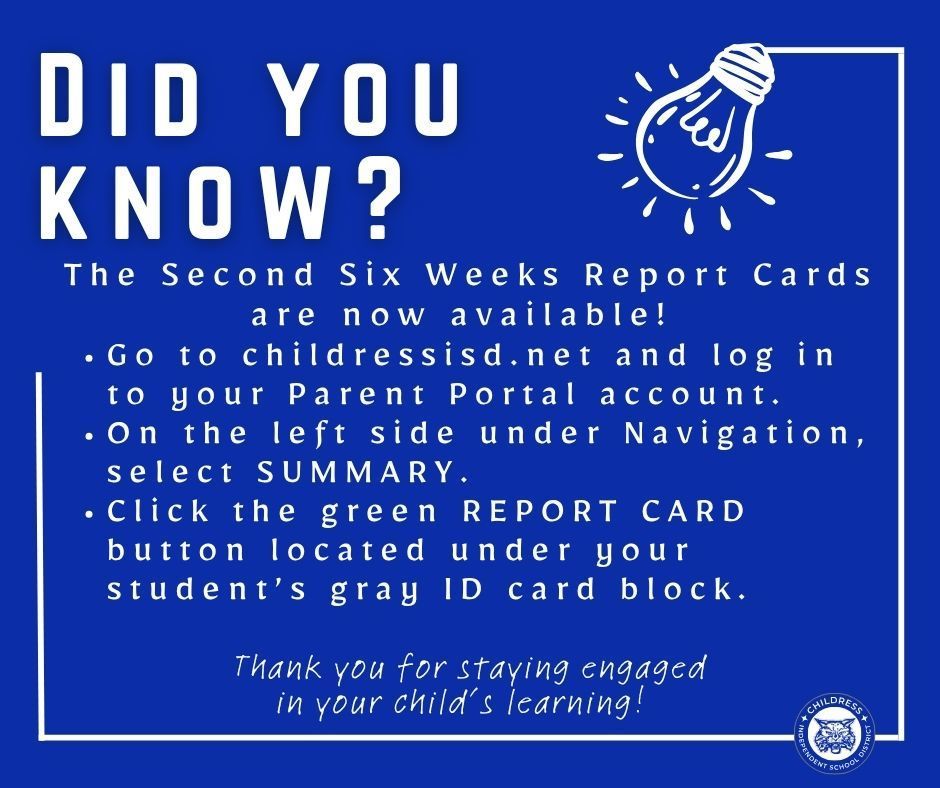 Second Six Weeks Report Cards