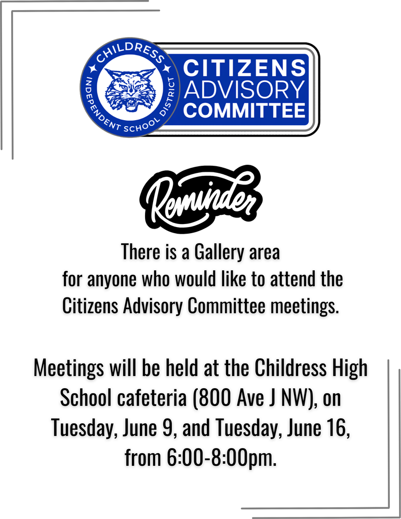 Citizens Advisory Committee Gallery Reminder