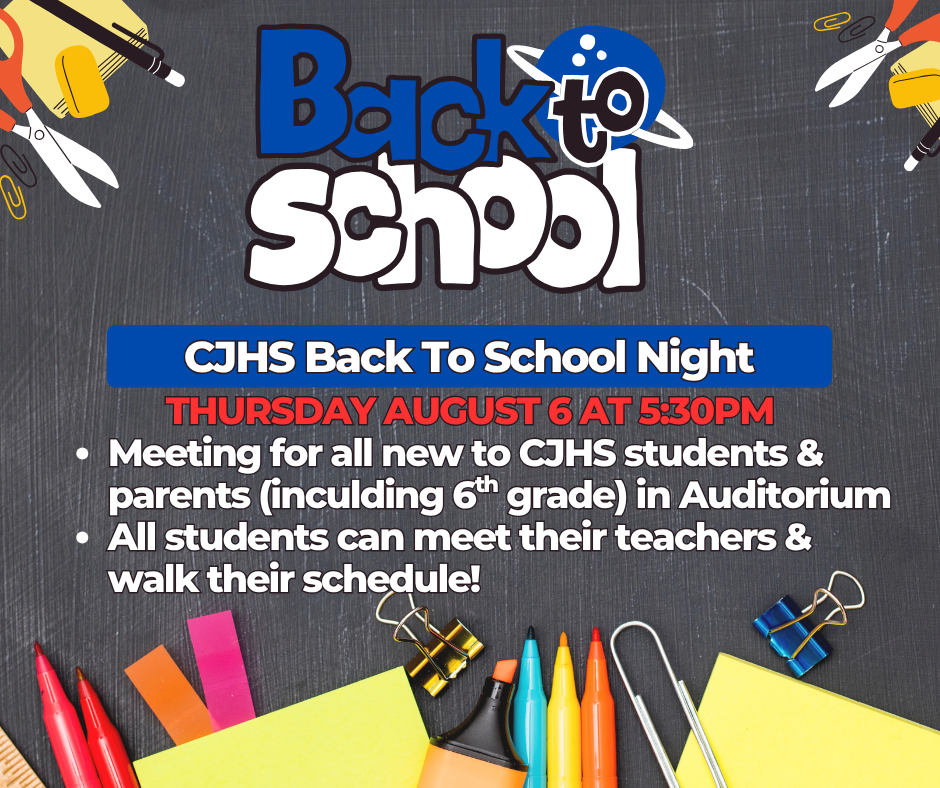 Back to School Night 8/6 5:30pm!