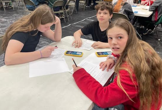 8th graders working on the team test