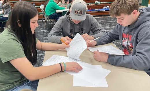 10th Graders working on their team Geometry Test