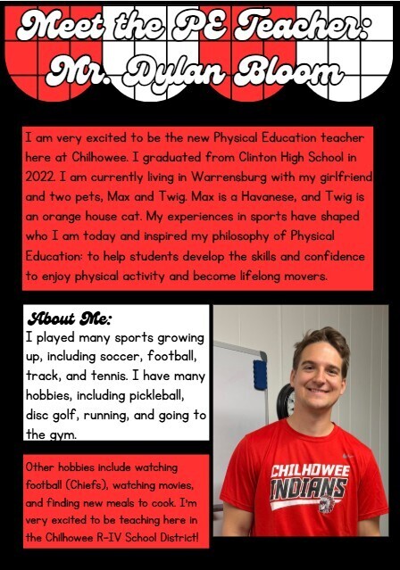Mr. Dylan Bloom's Welcome to Chilhowee Facebook Post!