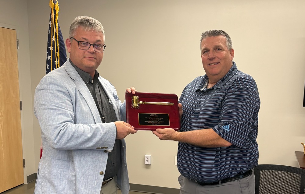 Brice Walker is recognized for his years of Service to the Board and his 2025-26 tenure as Board President during last night's regular Board of Education meeting.