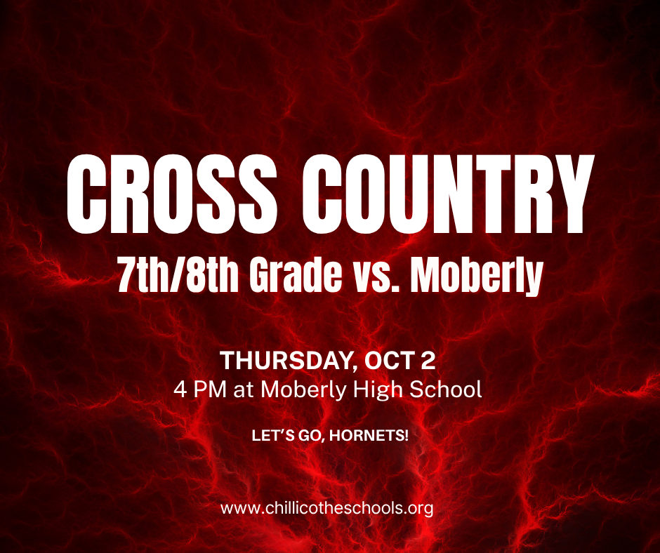 CMS 7th/8th Grade Cross Country vs. Moberly at Moberly High School starting at 4 PM Thursday, Oct. 2nd.