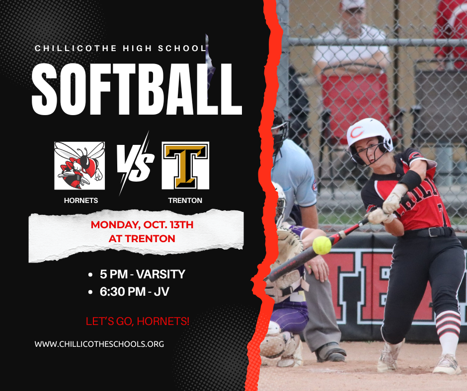 CHS Softball vs. Trenton Monday, Oct. 13 at Trenton. 5 PM - Varsity; 6:30 PM - JV.