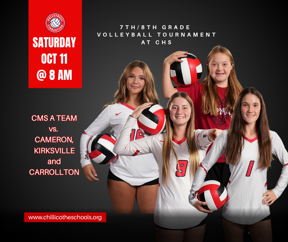 CMS Volleyball tournament tomorrow, Saturday, Oct. 11 at 8 AM.