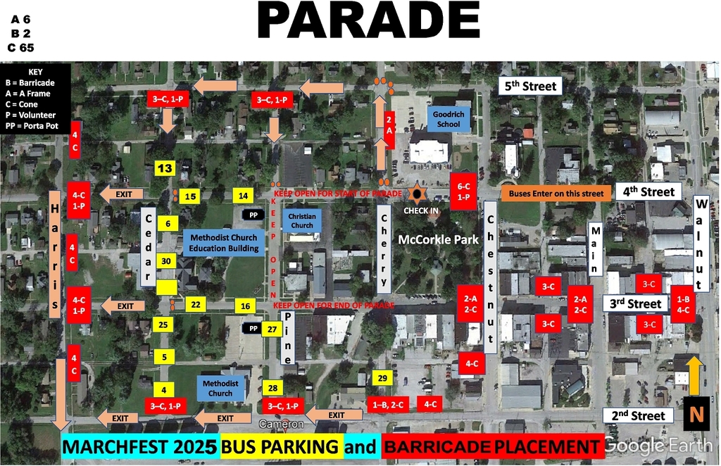2025 Cameron March Fest Parade Route Saturday, Oct. 18.