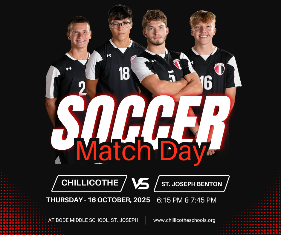 CHS Varsity Boys Soccer vs. Benton tomorrow (Thursday), Oct. 16th at Bode Middle School at 6:15 PM (varsity) and 7:45 PM (JV)