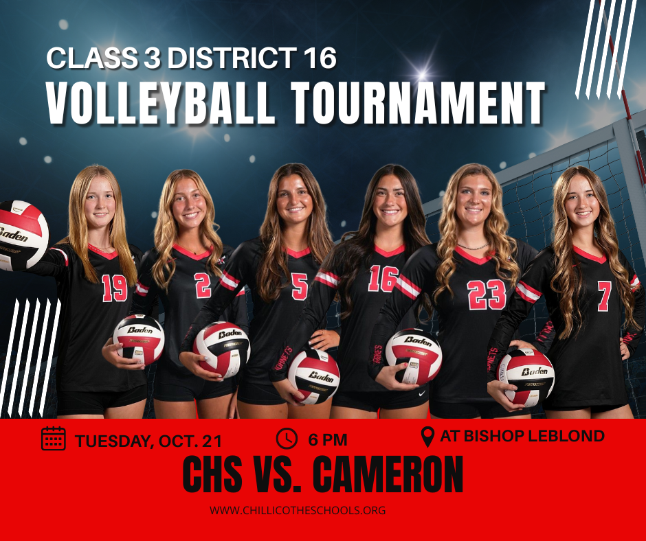CHS Varsity Volleyball vs. Cameron at Bishop LeBlond during the Class 3 District 16 Volleyball Tournament tonight, Oct. 21 at 6 PM.