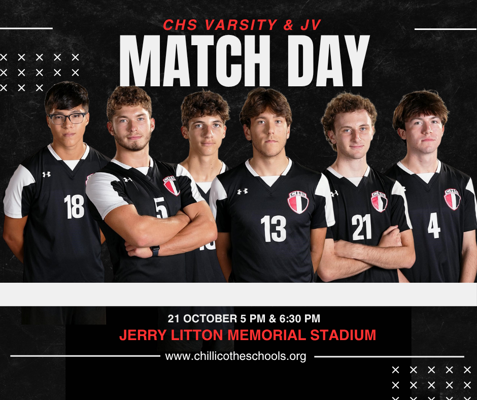 CHS Varsity Soccer at 5 PM, JV at 6:30 PM vs. Kirksville Tuesday, Oct. 21 at the Jerry Litton Memorial Stadium.