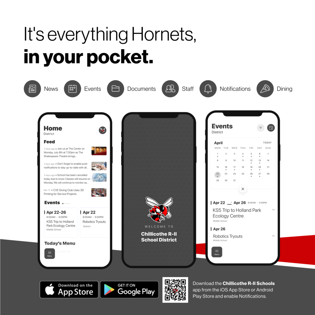 It's everything Horrnets inyour pocket. News, Events, Documents, Staff, Notifications and Dining. 