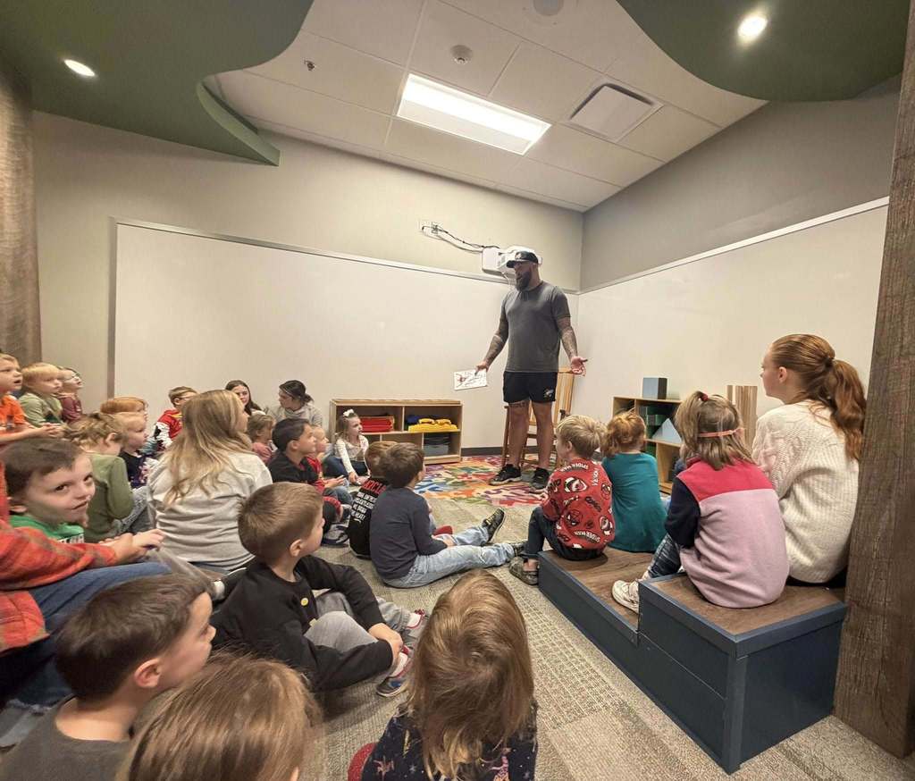 Dalton Risner of the Cincinnati Bangals visited our AM Preschool Class today!
