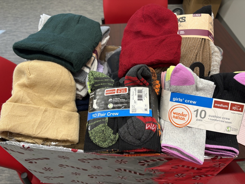 Box of hats and gloves