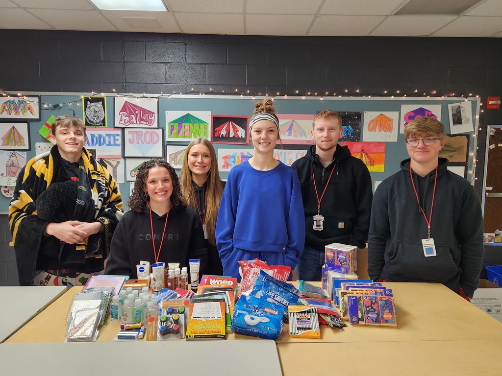CHS Art Students behind items they have collected to donate to the Livingston County Cancer Assistance Association.