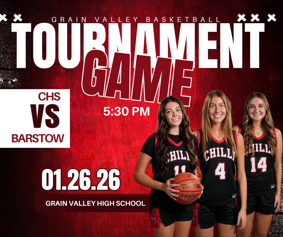 Grain Valley Basketball Touranment Game. CHS vs. Barstow at 5:30 PM 01.26.26 at Grain Valley High School.