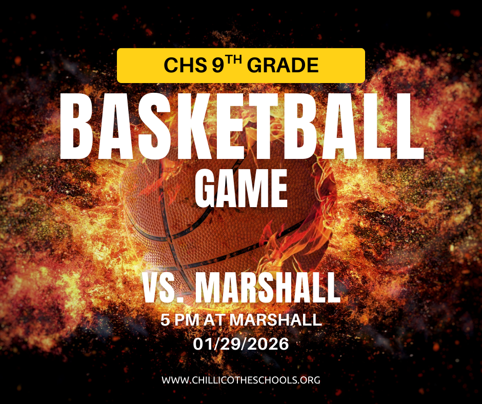 chs 9th Grade Basketball Game vs. Marshall. 5 PM at Marshall 01/29/2026. www.chillicotheschools.org